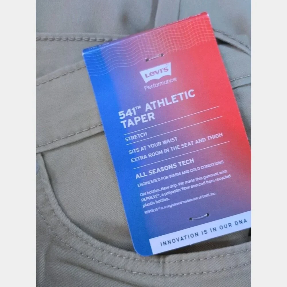 Levis 541 Athletic‎ Taper Stretch Pants Men's Size 56x30 Stretch Beige/Tan - New